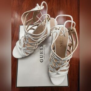 Guess White Strappy Heels